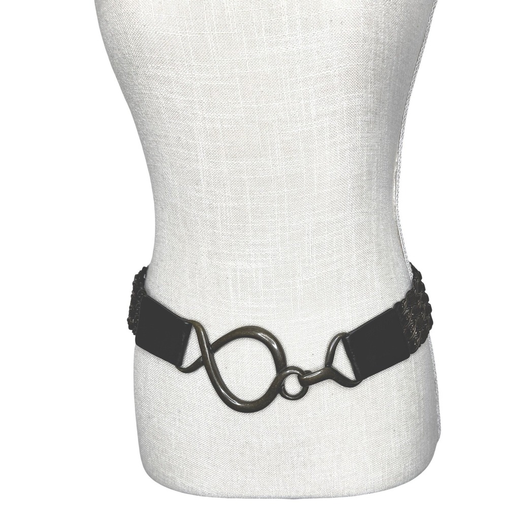 Suzi Roher Belt Chain and Stretch‎ Ribbon Brown
